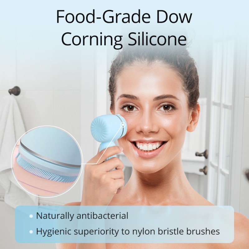 DualFrequency Ultrasonic Silicone Face Brush for Deep Clean